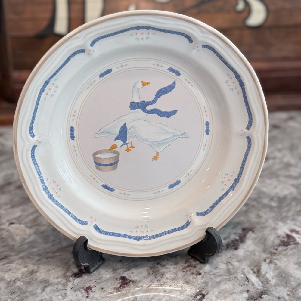 Newcor Stoneware Countryside Goose plates, set of 2 | Country Goose cottage core